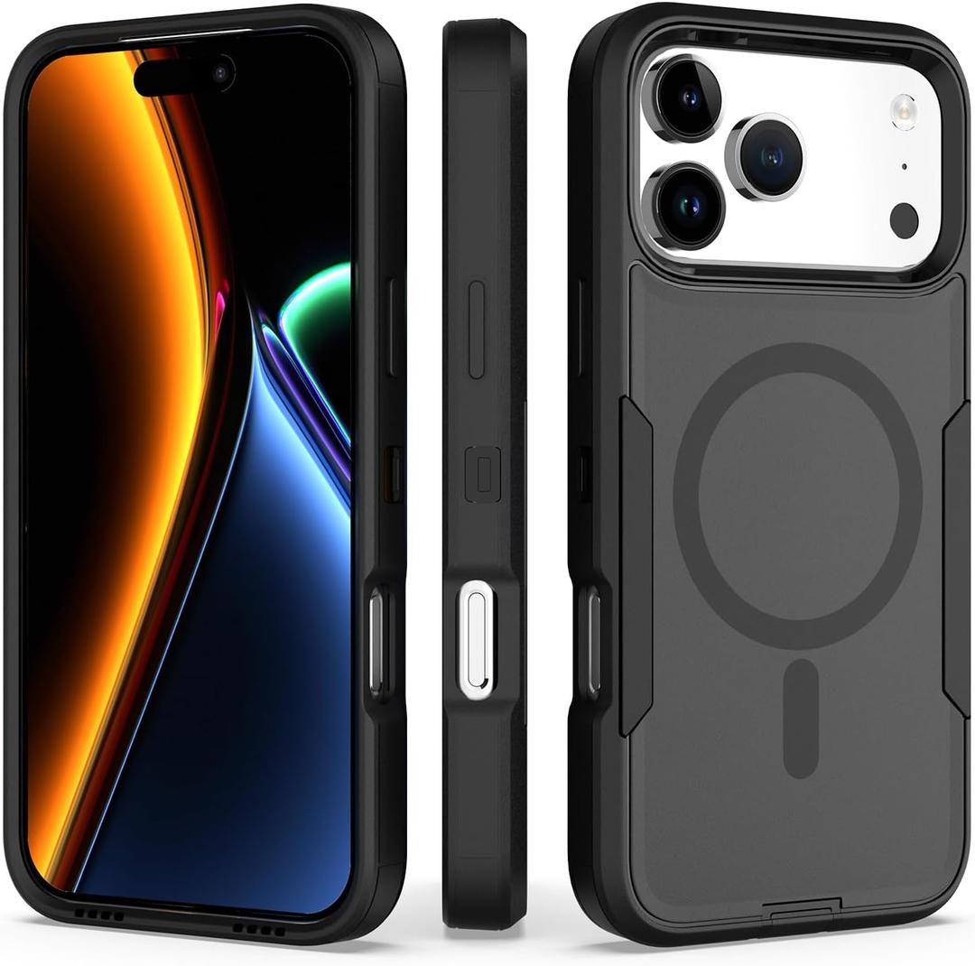 Designed for iPhone 17 Pro Max Case, Strong Magnetic, Compatible with MagSafe, Dual Drop Protection, Dustproof, Non-Fading, Non-Yellowing, Matte Anti-Slip,for Men and Women, Black