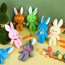 Fovths 24 Pieces 6 Inch Easter Colored Stuffed Rabbit Plush Bunny with Keychain Soft Small Bunny Toys Rabbit Doll Easter Party Decorations