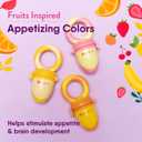 NatureBond Baby Food Feeder/Fruit Feeder Pacifier Nibbler (2 Pack) - Infant Teething Toy Teether Weaning in Appetizing Colors | + Additional Silicone Sacs