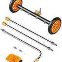 VEVOR 16" Pressure Washer Undercarriage Cleaner, Stainless Steel Surface Cleaner for Pressure Washer, 4000 Max PSI, Angle Adjustment Gear, 4 Spray Nozzles, 2 Extended Wands for Driveway, Patio, Deck