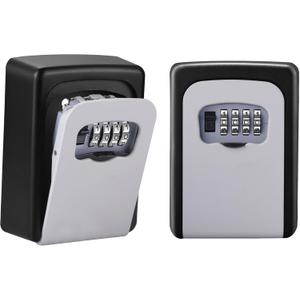 Key Lock Box for Outside - Sturdy and Durable Lock Box for House,5 Key Capacity Lockbox for Keys Outdoor,Waterproof Emergency Spare Lockbox with Resettable Code for Home,Garage,Airbnb, Gray