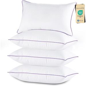 JOLLYVOGUE Pillows King Size Set of 4, Washable Supportive Bed Pillows with Super Soft Down Alternative Fill, Luxury Fluffy Hotel Quality for Side, Back, and Stomach Sleepers