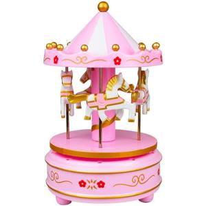 Pink Carousel Music Box Cake Decorative Ornament Birthday Gift Desktop Decorative Ornament