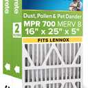 Filtrete 16x25x5 Air Filter, Fits Lennox, MERV 8, MPR 700, 2 HVAC Filters | Dust, Pollen, & Pet Dander, 12-Month AC/Furnace Filters, Cleaner Air, Reliable Airflow (Act. Size 15.44x24.63x4.31 in)