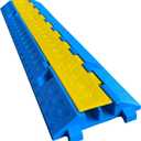1 Pack Blue Rubber Cable Ramp Hose Cable Protector Ramp 2 Channel 22000Lbs Load Capacity Traffic Speed Bump Wires Power Lines Extension Cord Cover for Indoor Outdoor (B2XC06-1)