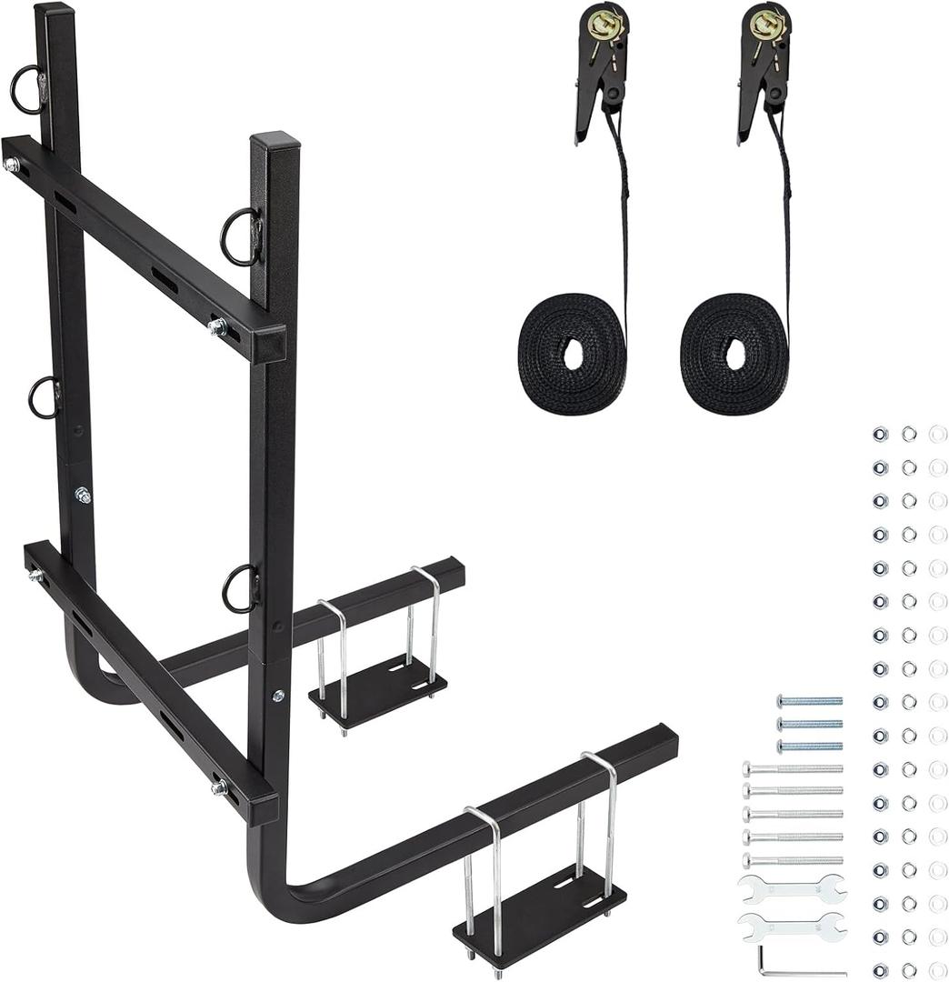RV Bumper Mounted Tote Tank Holder Upgraded Portable Waste Tank Bracket Tote Tank Carrier Compatible with 15, 21, 28 and 36 Gallon Tote Tanks Fits 4" or 4.5" Bumper Includes Ratchet Straps