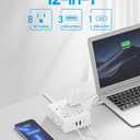 Surge Protector Power Strip 10 ft Cord, Olcorife Ultra Thin Flat Plug Extension Cord, 8 Outlets 4 USB Ports(1 USB C), Flat Plug Outlet Extender, College Dorm Room Essentials, White