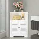 TuoxinEM Bathroom Corner Storage Cabinet, Small Floor Corner Shelves with Doors, Mini 9"W x 9"D x 12.5"H