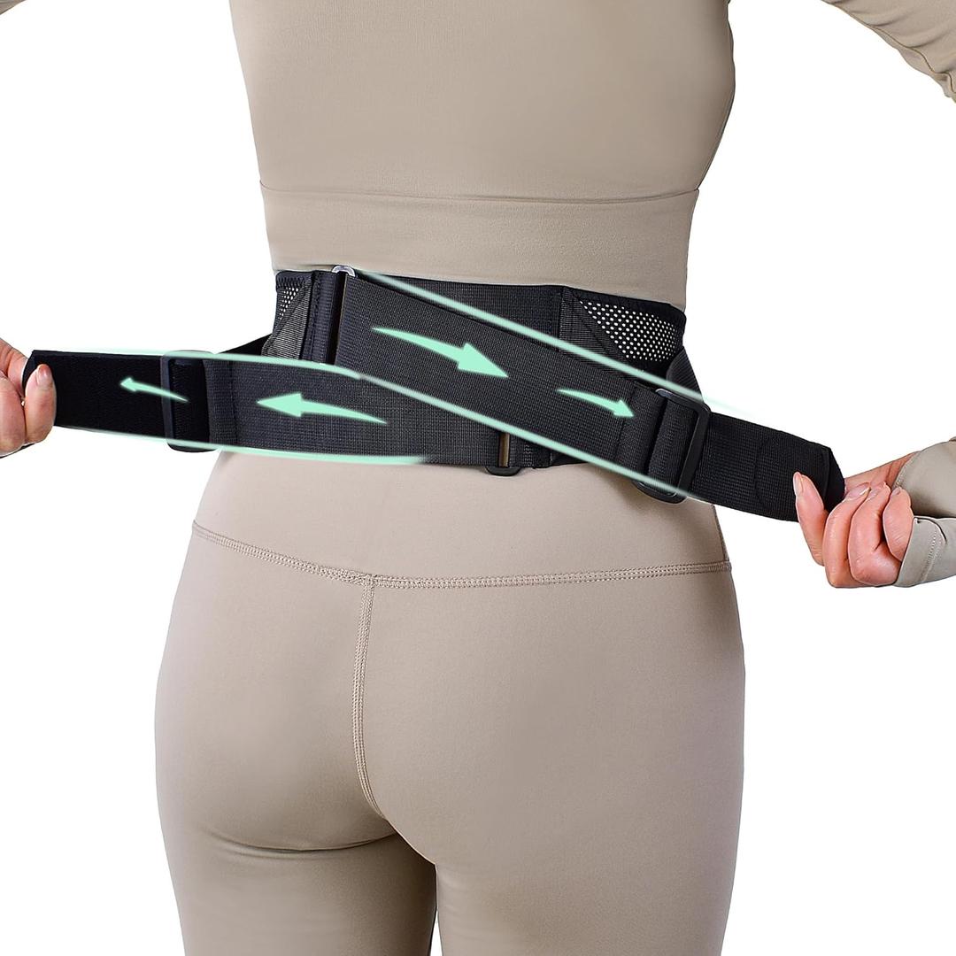 Back Brace and Sacroiliac Hip Belt for Women and Men, Narrow Breathable Mesh Lumbar Back Support Belt That Alleviates Sciatic, Pelvic, Lower Backs and Sacral Nerve Pain Caused by Si Joint Dysfunction (Black, X-Large) (XL)