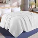Tex Trend 100% Cotton Blanket King Size - Soft Waffle Weave Bed Blanket for Summer Cooling & Winter Warmth, Breathable Lightweight Cotton Throw, Perfect for Bed, Couch & Gifting, White, 108x90 Inches