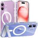 TORRAS for iPhone 16 Case Diamond Clear | Strong Magnetic & Seamless Stand, Fit for MagSafe, MilitaryGrade Drop Protection, Sturdy Adjustable Builtin Kickstand, Slim AntiYellowing