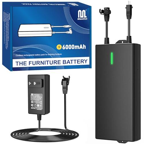 MineCtrl Universal Battery Pack for Reclining Furniture, ZBPOWER 6000mAh Wireless Couch Battery Pack Rechargeable for Power Recliner, Power Sofa, Sectional