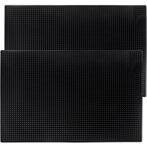 2 Pcs Bar Mat 18" x 12" - 45.7 x 30.5cm Rubber Bar Service Spill Mat, Black, Solid
