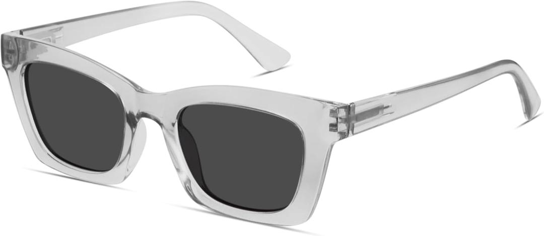 livho Trendy Polarized Sunglasses Women, Retro Sun Glasses for Women 2025, Cute Sunglasses for Woman, UV Protection Shades (Transparent Grey/Black)