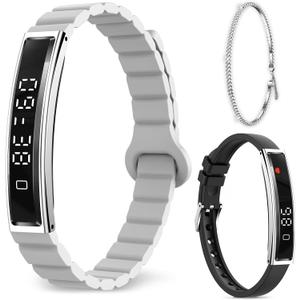 Efolen Smart Bracelet for Women,Ultralight Fitness Tracker Smart Wristband with Heart Rate/Blood Oxygen/Sleep Monitor/Pedometer,Slim Smartwatch for Android iPhone,Activity Tracker,2 Band,Silver