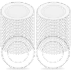 50Pcs Clear Charger Plates Bulk Wedding - 13" Premium Clear Plastic Chargers with Beaded RimTransparent Decorative Dinner Charger Plates for Events & Parties