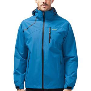 Mens Lightweight Waterproof Jacket Windproof Rain Hooded jackets for Running Hiking Cycling Travel (3X-Large, Blue)