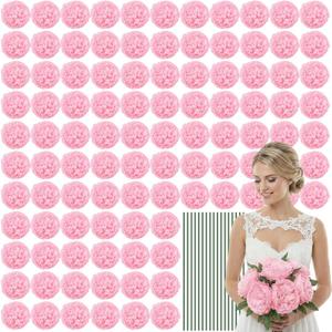 Suncalla Artificial Peony Rose Flowers Heads 4.7 Inches Silk Fake Peony Head Flowers for Wedding Bridal Bouquet Home Floral DIY Centerpieces Tables Party Decorations(Pink,200 Pcs)