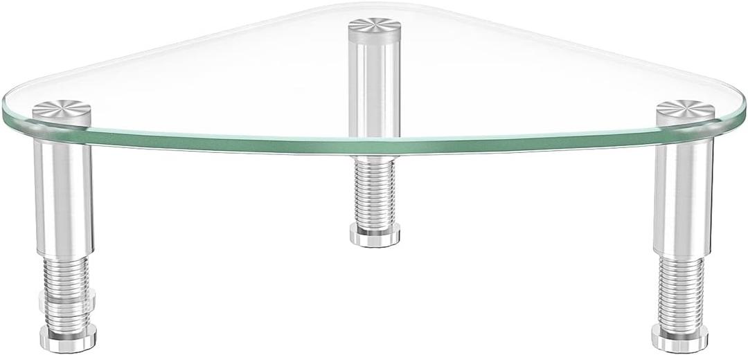 Hemudu Clear Glass Computer Monitor Riser / Triangle Desktop Universal Corner Stand for Computer Monitor & Laptop HD01T-003