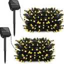 Brightever 2-Pack Solar String Lights Outdoor Waterproof, 92FT 240 LED Solar Christmas Lights with 8 Lighting Modes, Solar Powered Tree Light for Outside Patio Yard Garden Decorations, Warm White