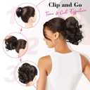 REECHO Ponytail Extension, 9" Claw Clip in Short Curly Wavy Pony Hair Extension Jaw Clip on Pony Tail HP001 Hairpiece for Women - Dark Ash Blonde with Golden Ends