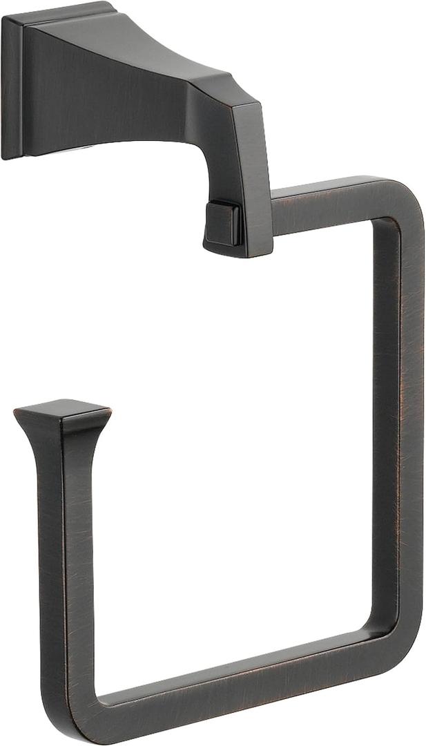 Delta Dryden (1-Pack) Hand Towel Holder Venetian Bronze Towel Racks for Bathroom Wall Square Towel Ring Holder for Bath Towel Hanger for Kitchen, Bathroom Accessories 75146-RB