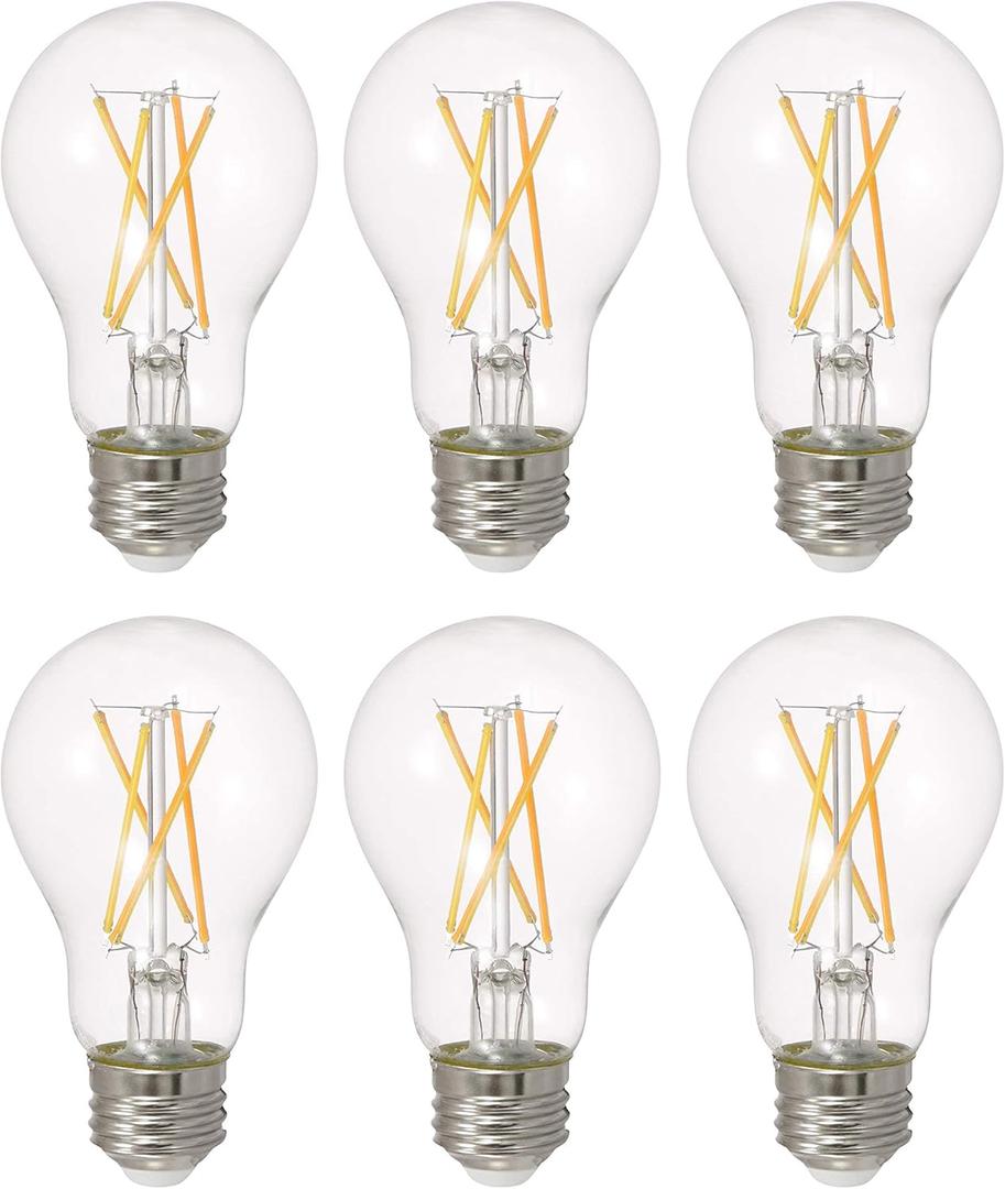 Sylvania LED TruWave Natural Series A19 Light Bulb, 100W Equivalent, Efficient 15W, 1600 Lumens, Medium Base, Dimmable, Clear, 2700K, Soft White (42307) 6 Count (Pack of 1)