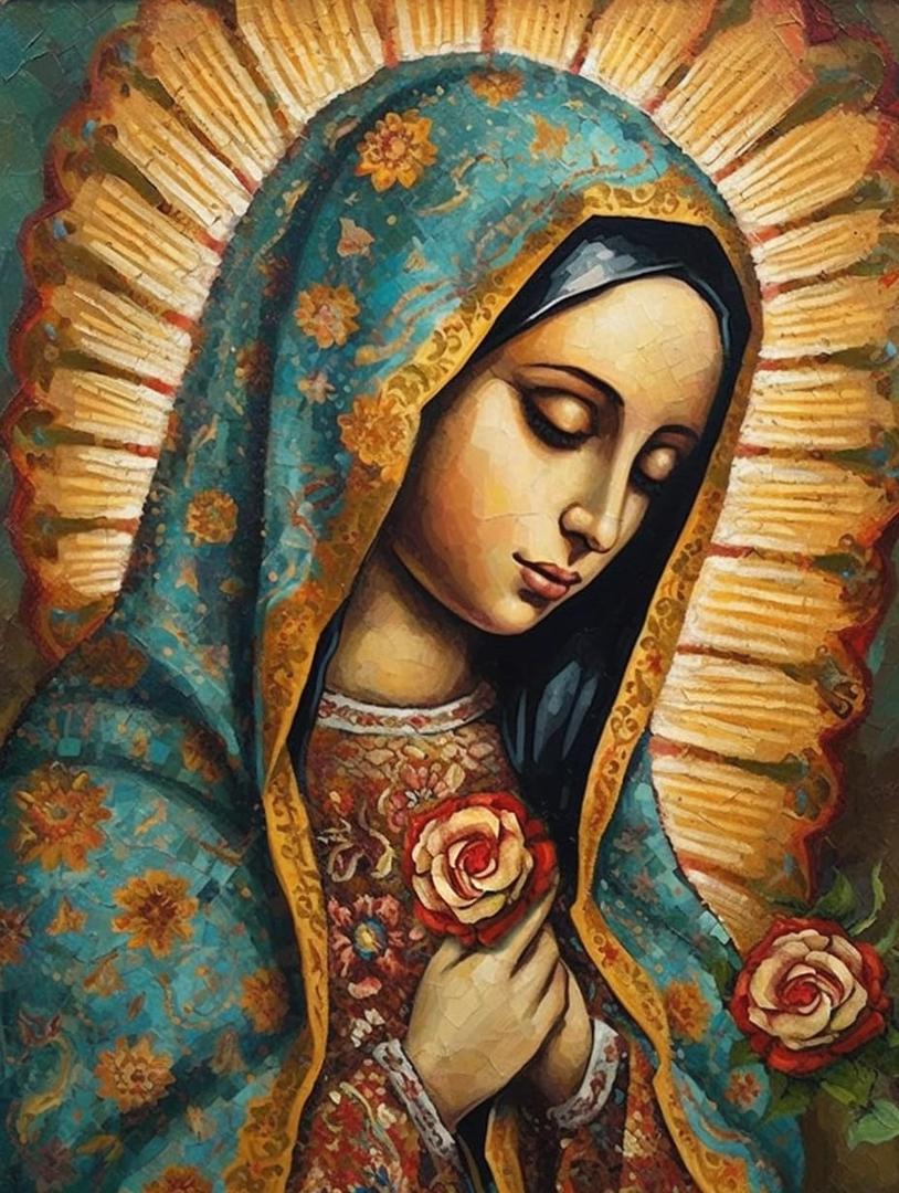 DIY 5D Diamond Art Kits Painting for Adults Virgin Mary Our Lady of Guadalupe Mexican(9) 40x30cm/11.7x15.8inches