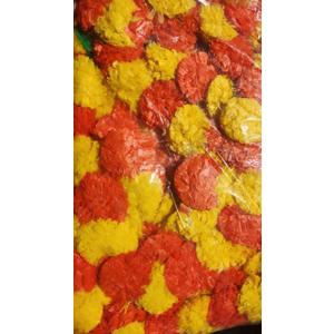 5 PC - 4.5 feet Marigold Garland | Indian/American Wedding Party Mantle Decoration | Faux Garlands Wedding Garland | Diwali Decoration | Spring Bush Floral | (Yellow Orange Dark)