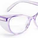 Stoggles Cat Eye Z87.1 Certified Safety Glasses, Blue-Light, UV Blocking Lens, Top & Side Shield, Anti-Fog, Stylish Eyewear (Lilac)