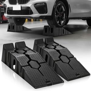 Auto Dynasty Car Ramps for Oil Changes and Lfit, 2Pcs Portable High Profile Car Ramps with Anti Slip Grooves for Home Garage Maintenance, 2.5 Ton (5000 lb) Load Capacity Vehicle Ramps for Auto Repair