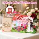 Yinqing Wedding Card Mr. & Mrs. for Bride and Groom, With Light and Music | 3D Pop Up Romantic House Wedding Card for Engagement, Bridal Shower, Newlyweds, Wedding Congratulations, 5x7 inches