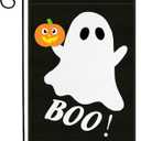 6 x Jxuane Halloween Garden Flag, 12x18" Double Sided Pumpkin Ghost Boo Flag, Black and Orange, 1 Pack