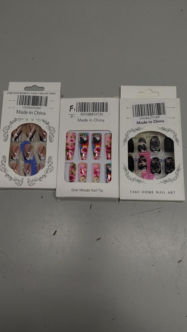 Set of 3 Fake Nails Acrylic One Minute Nail Tip
