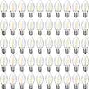 Meconard C7 Led Replacement Christmas Light Bulbs, C7 Shatterproof Led Bulbs for Christmas Outdoor String Lights, E12 Candelabra Base, Commercial Grade Holiday Bulbs, Warm White, 50 Pack