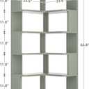Armocity Corner Book Shelf - 6 Tier Corner Bookshelf Etagere Bookcase with Baffle, Freestanding L Shaped Display Shelf Stand for Home Office, Living Room, Bedroom, Kitchen, Crab Green