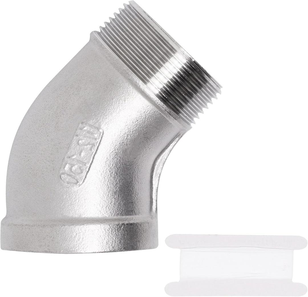 1PCS 45 Degree Elbow 1-1/2" NPT Male x 1-1/2" NPT Female Street Elbow 304 Stainless Steel Pipe Fittings Male to Female Threaded Coupler