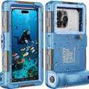 2026Underwater Snorkeling Diving Phone Case for iPhone 17/16/15/14/13Pro Max Galaxy S25/ S24/S23/S22/.[50ft/15m] Professional Scuba Dive Waterproof Case Underwater Photo Video Cove Blue