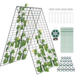 Amoskey Cucumber Trellis, Garden Trellis for Climbing Plants Outdoor, Foldable A-Frame Trellis, Cucumber Trellis for Raised Bed for Cucumbers, Peas, or Tomatoes (Green, Small Grid 48H*34''W)