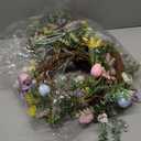 27 Inch Easter Wreath for Front Door Bunny Wreath Cute Easter Decorations Gifts with Colorful Eggs Spring Flower Home Decor Party Holiday