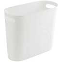 rejomiik Small Trash Can, 3.5 Gallon Slim Garbage Can Plastic Waste Basket with Handles Container Bin for Narrow Spaces Bathroom, Bedroom, Kitchen, Office at Home, White (1 pack)