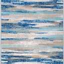 Lansny Modern Abstract Runner Rug 2.6x10, Blue Washable Long Kitchen Runner Non-Slip Soft Hallway Rug Runner Thin Print Faux Wool Carpet for Entryway Bedroom Laundry Room Indoor Home Decor