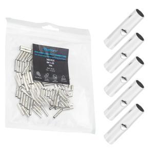 BlueStars 100 PCS 22-16 AWG Non-Insulated Butt Splice Connectors - Marine Crimping Terminals, Uninsulated Wiring Crimps Connector, Bare Pure Copper Crimp Splice Terminal for 22, 20, 18, 16 Gauge Wire