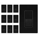 ENERLITES Matte Black Light Switch with Screwless Wall Plate, Decorator Paddle Rocker Wall Switch, Single Pole, Grounding Screw, Residential Grade, 15A 120V/277V, UL Listed, 91150-MBK10P (10 Pack)