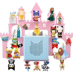Taladad for Toniebox 2/ 1 Tonie Shelf Wall Mounted Set, Tonies Figures Tonies Storage, Magnetic Floating Shelves Compatible with Tonie Box Player Character for Kids Room Castle