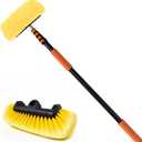 Car Wash Brush, 16FT Telescopic Car Wash Brush with Long Handle, 12-Inch Soft Bristle Car Cleaning Brush for Cleaning Car, RV, Truck, Boat, Solar Panels