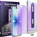 [2-Pack Matte Anti Blue Light Screen Protector for iPhone 16 Pro / 17,[Easy to Install], Anti-Glare, Anti-Fingerprint,9H Tempered Glass, Shatterproof & Scratch Resistant