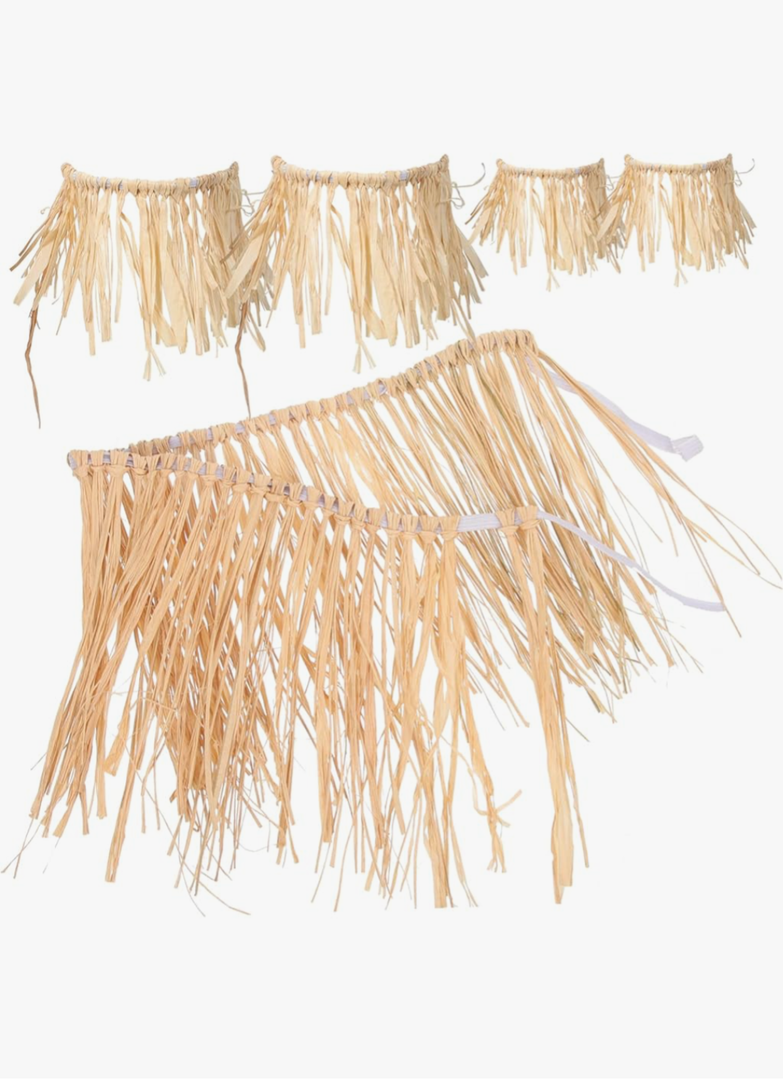 Hawaiian Skirt for Women Summer Luau Party Supplies Skirt Tassels Performance Dress, Size 10.5x4.5