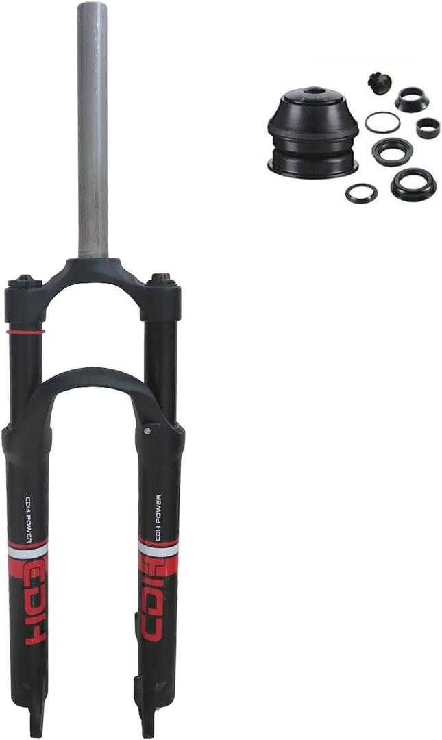 CDHPOWER 26" Suspension Fork, Single Shoulder 28.6mm Straight Tube Ultralight Aluminum Alloy Disc Brake (1-1/8" Headset included)