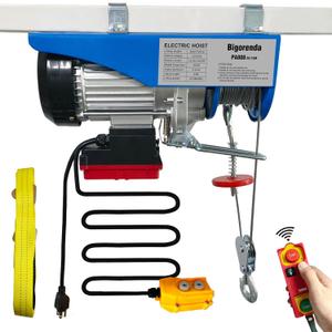 1760lb Electric Hoist with Remote Control/Wired Control, Electric Hoist 2 in 1, 110v Electric Hoist with Single/Double Slings,65.6/33ft Lifting Height, for Factory Attic Garage Warehouse